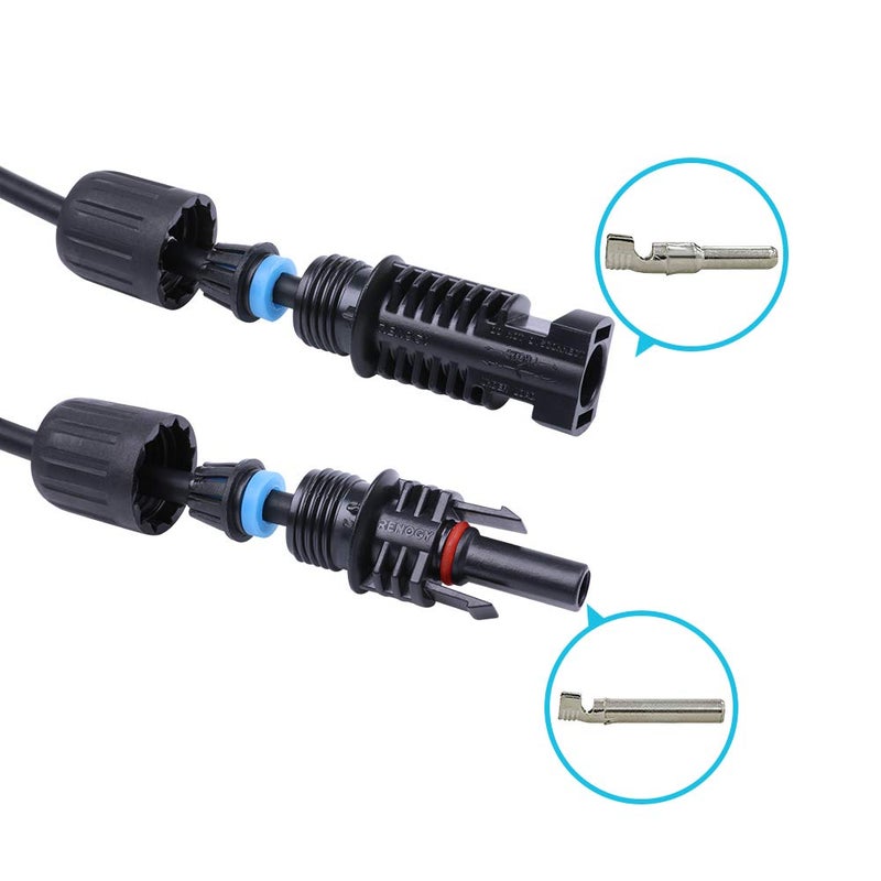 Renogy 20FT 12AWG Solar Panel Extension Cable with Female and Male Connectors, 20Ft. 12AWG, 1 Pair 20' 12 Gauge Red and Black - Image 4